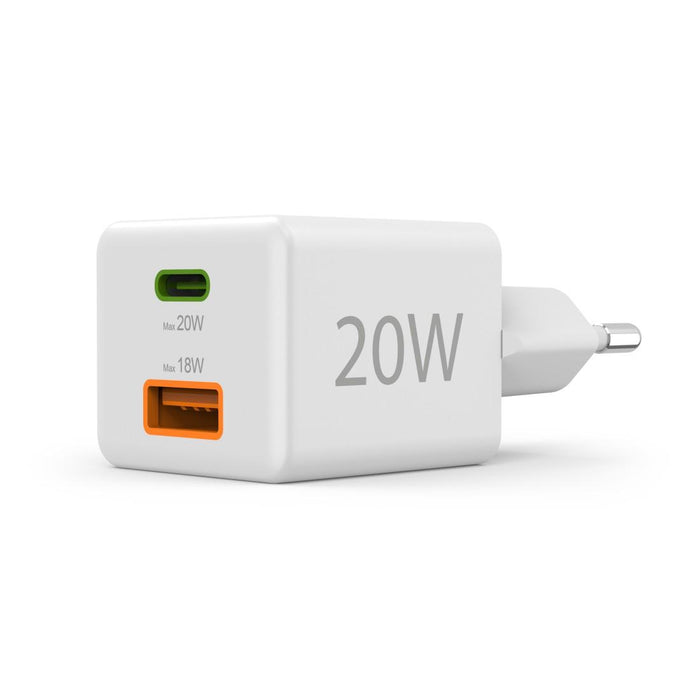 HAMA Fast mini charger 1x USB-C, 1x USB-A, PD, 20 W, white
