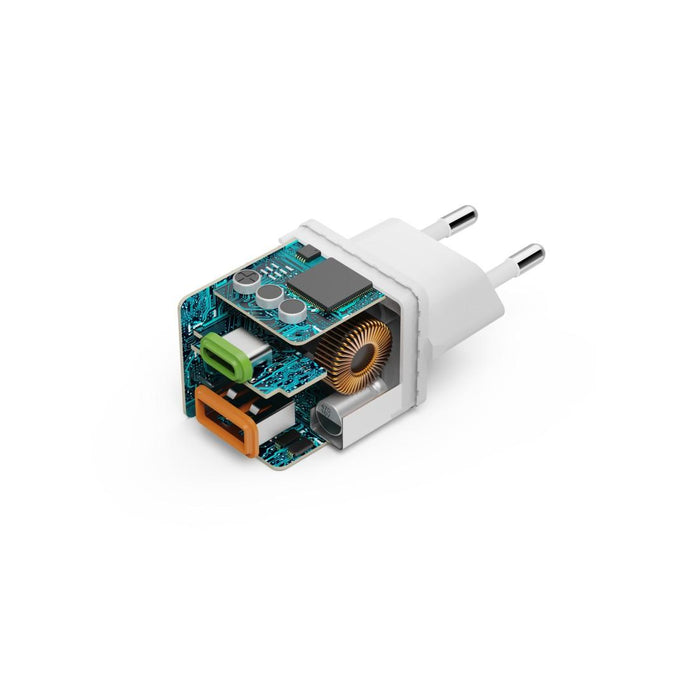 HAMA Fast mini Gan charger, 30 W, 1x USB-C, 1x USB-A, PD, white