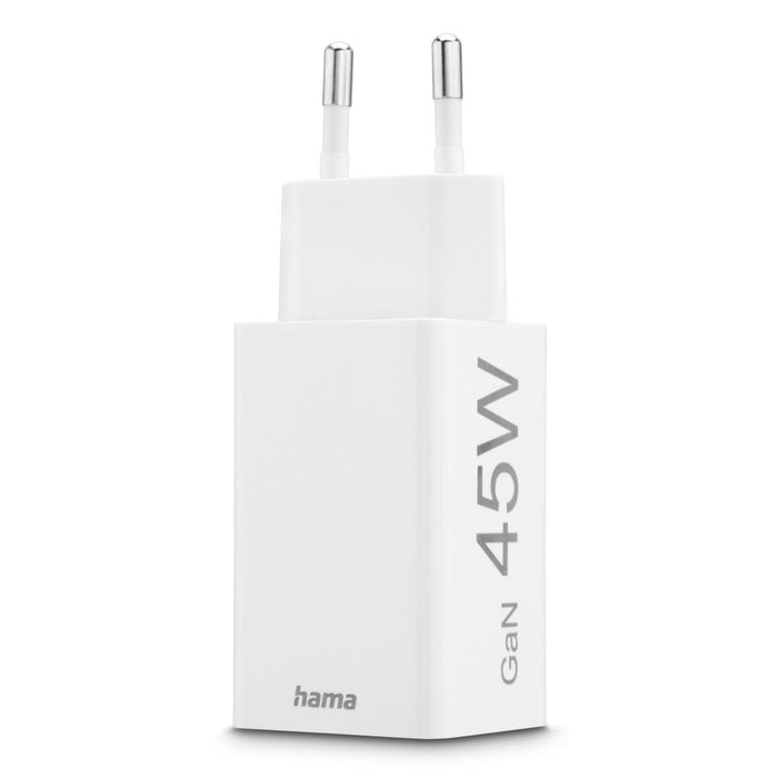 HAMA Fast mini charger, 45 W, 1x USB-C - 1x USB-A, PD, white