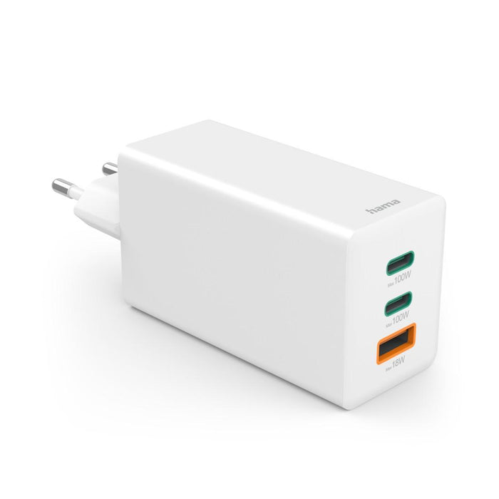 HAMA Fast charger 220V, 100 W GaN, 2x USB-C PD, 1x USB-A QC