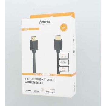 Cable HAMA High-Speed, HDMI male - HDMI male, 4K, 18GB/s, Ethernet, 5 m, Posl. connectors, Black