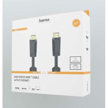 Cable HAMA High-Speed, HDMI male - HDMI male, 4K, 18GB/s, Ethernet, 10 m, Posl. connectors, 2 filters, Black