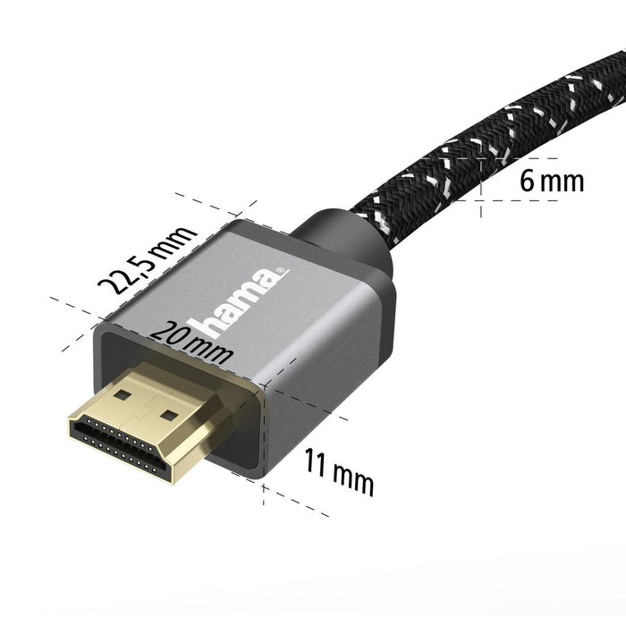 Cable HAMA Ultra HD, HDMI male - HDMI male, 8K, 48GB/s, metal, 2 m, Posl. connectors, Black