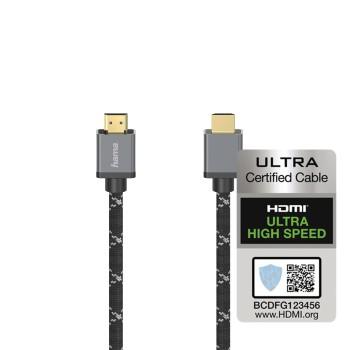 Cable HAMA Ultra HD, HDMI male - HDMI male, 8K, 48GB/s, metal, 3 m, Posl. connectors, Ethernet, Black