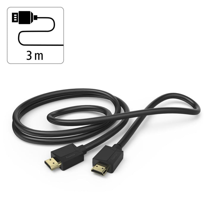 Cable HAMA 205243, HDMI male - HDMI male, 8K, 48GB/s, Ethernet, 3 m, Posl. connectors, Black