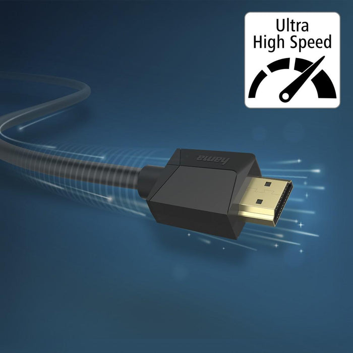 Cable HAMA 205243, HDMI male - HDMI male, 8K, 48GB/s, Ethernet, 3 m, Posl. connectors, Black