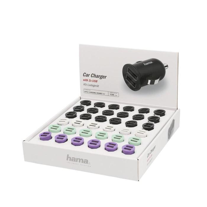 HAMA car charger, 2 x USB, 2.4 A, Various colors