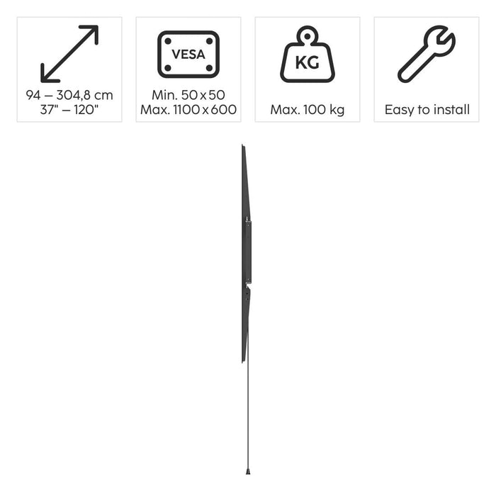TV wall mount, 120" (305 cm) up to 100 kg, distance from the wall 2.8 cm
