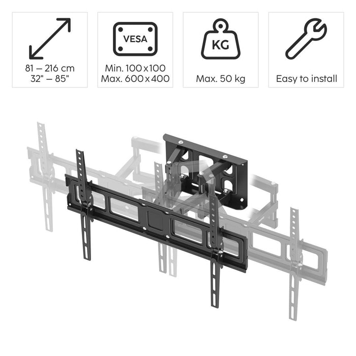 HAMA TV wall mount, 216 cm (85”), up to 50 kg, swivel, tilt, pull-out