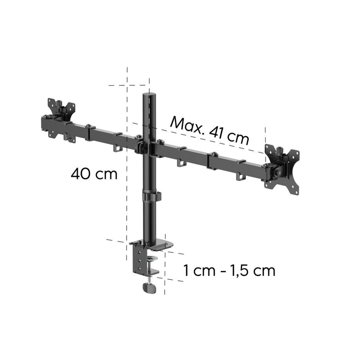 HAMA 2-Monitor Desk Stand, Adjustable, 13" - 35", 12 kg, Black