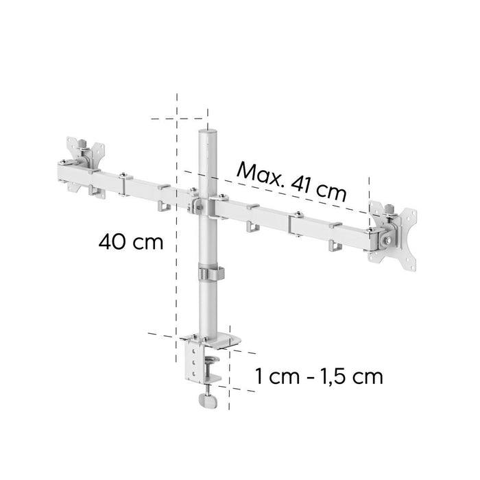 HAMA 2-Monitor Desk Stand, Adjustable, 13" - 35", 12 kg, White