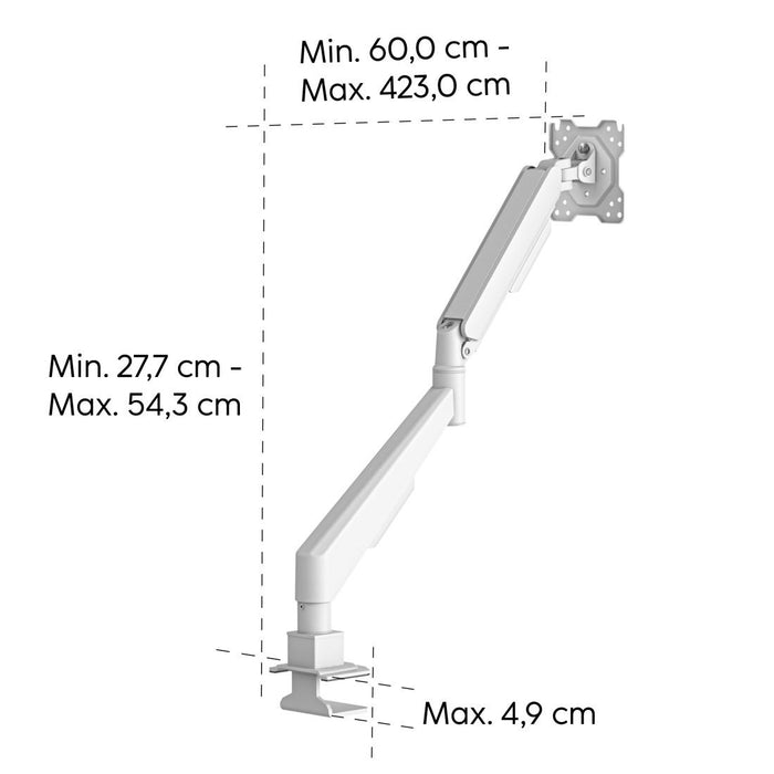 HAMA Desk monitor stand, 17"-35", adjustable, gas spring, white