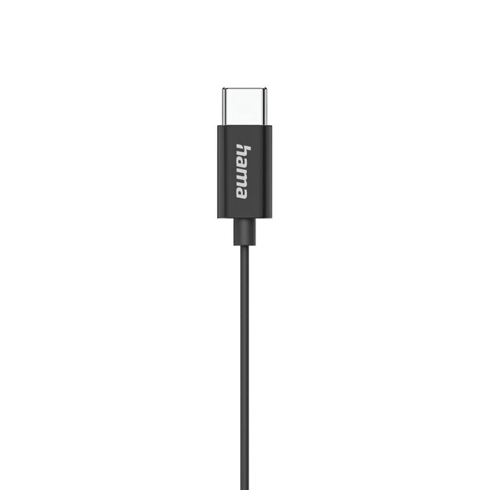 HAMA Headphones "Classy", USB-C, earbuds, microphone, cable kink protection, black