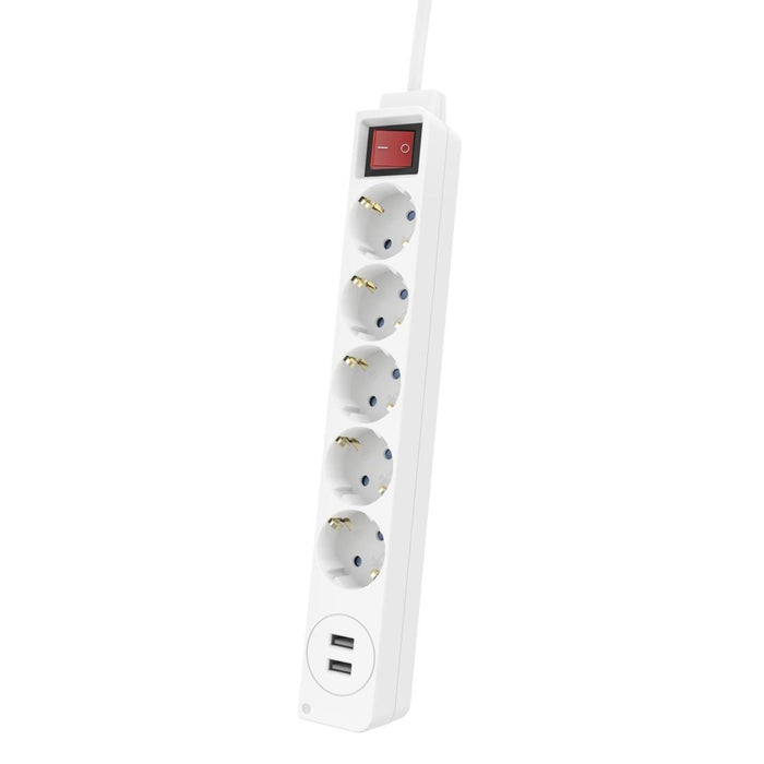 Power adapter HAMA USB 3.4A, 5 sockets, 2x USB, 3400mA, 223183