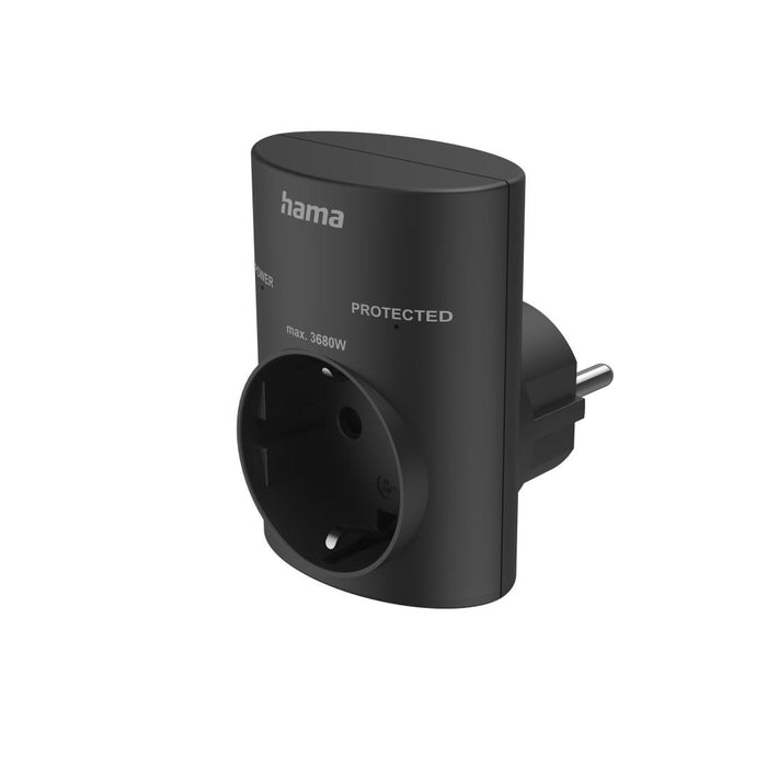 HAMA Socket with built-in surge protection, black