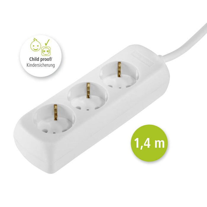 HAMA 3-socket power strip, 1.4m, white