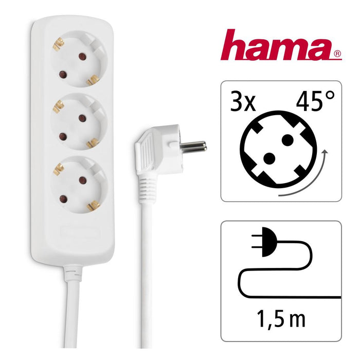 HAMA 3-socket power strip, 1.4m, white