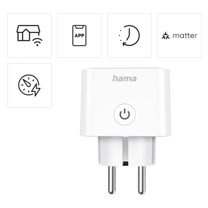 HAMA Smart mini WiFi socket 3680W, 16A with app for measuring energy consumption
