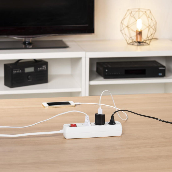 Power strip HAMA 30535 3 sockets, 3m, white with on/off button, child protection