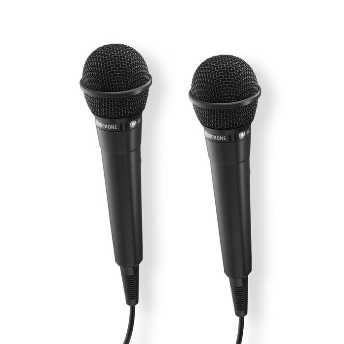 HAMA Audio dynamic microphones “Karaoke”, Set of 2 pcs. with jack cable 2.5 m + adapter, on/off