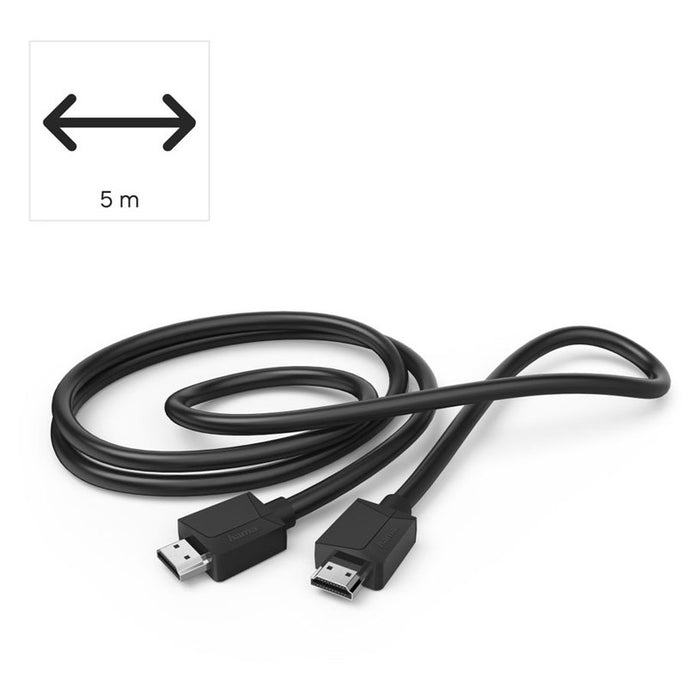 Cable HAMA High-Speed, HDMI male - HDMI male, 4K, 18GB/s, Ethernet, 5 m, Posl. connectors, Black
