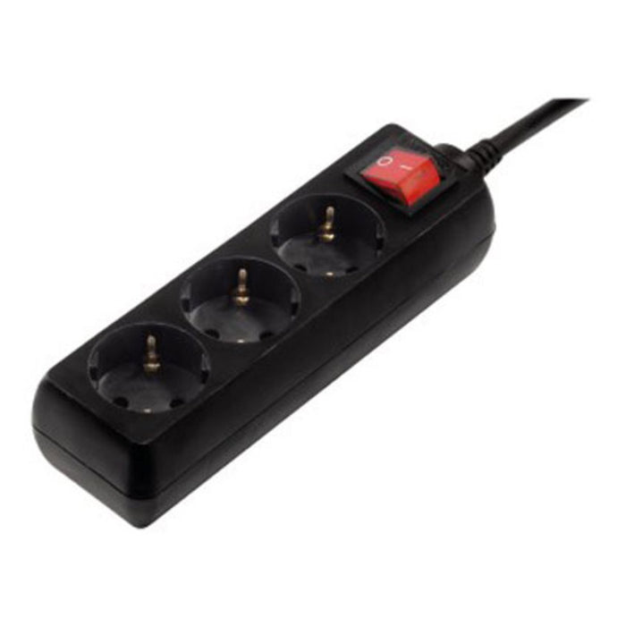 HAMA 3-socket power strip, 1.4m, black with on/off button