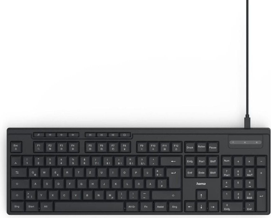 HAMA Wired keyboard CK-200, Cyrillic, USB-A, USB-C, multi-buttons