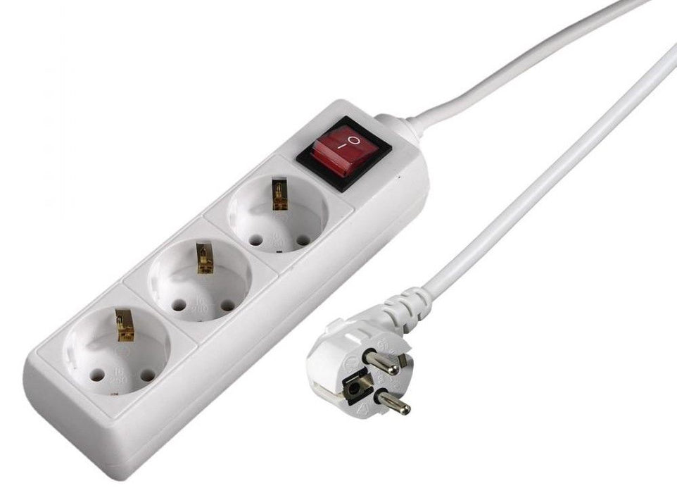 Power strip HAMA 30535 3 sockets, 3m, white with on/off button, child protection