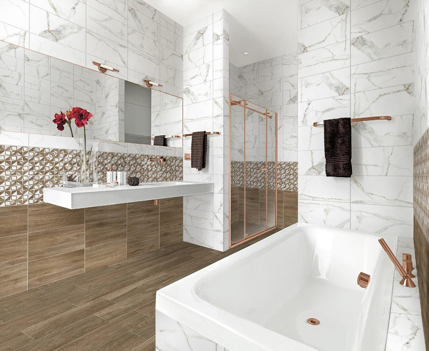 WALL TILE 25X50 DELPHI WAVE WHITE