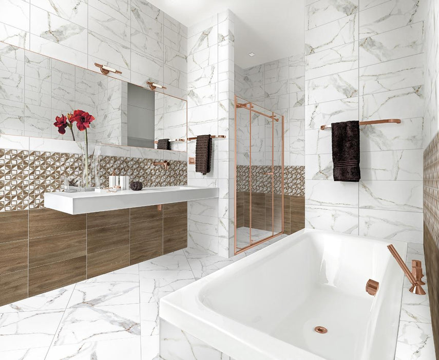 WALL TILE 25X50 DELPHI WAVE WHITE