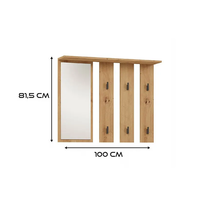 Hanger + mirror PARMA 100x15x.81.5 cm artisan oak - Hanging hangersWIE-WIS<<<HangersWIE<<<ActionPL