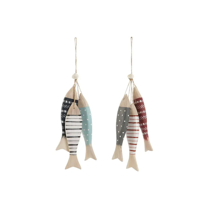 Hanging decoration Home ESPRIT Blue Red Multicolour Fish 5 x 2 x 20 cm (2 Units) - Декорация и Осветление<<<Дом
