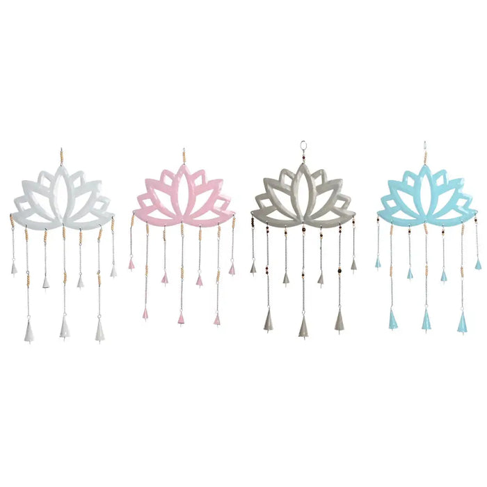 Hanging decoration Home ESPRIT Blue White Grey Pink Iron Oriental Lotus Flower (4 Units) - Декорация и Осветление<<<Дом