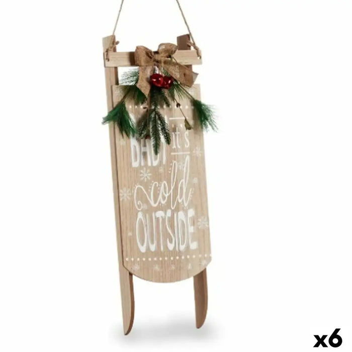 Hanging decoration Krist+ White Green Beige MDF Wood Sledge 20 x 5 x 69 cm Sign (6 Units) - Декорация и