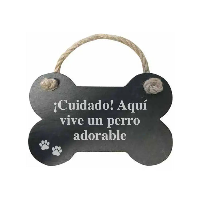 Hanging decoration Magnet & Steel Cuidado aquí vive un perro adorable Bone Board Rope - Декорация и Осветление<<<Дом