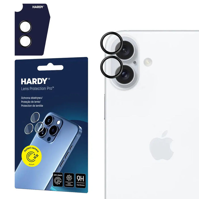 Hardy Lens Protection Pro Black Glass for Camera Objects on Apple iPhone 16 / 16 Plus - Black - *Kategoria