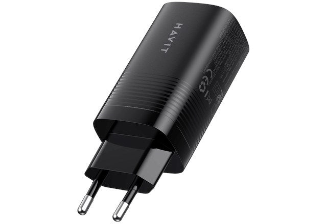 Havit UC20 - GaN 65 W three-port travel charger, black