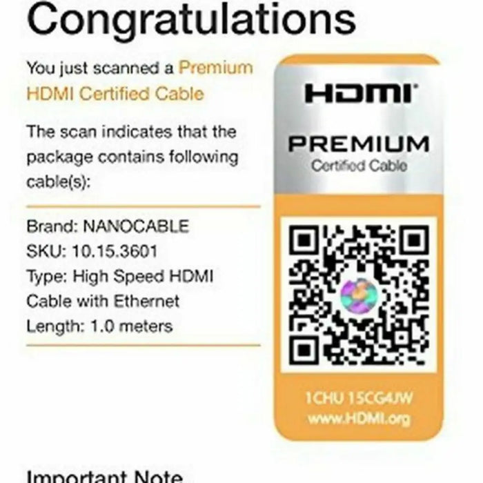 HDMI Cable NANOCABLE HDMI V2.0 1m V2.0 4K 1 m Black 1 m - Електроника Телевизори<<<Компютри|