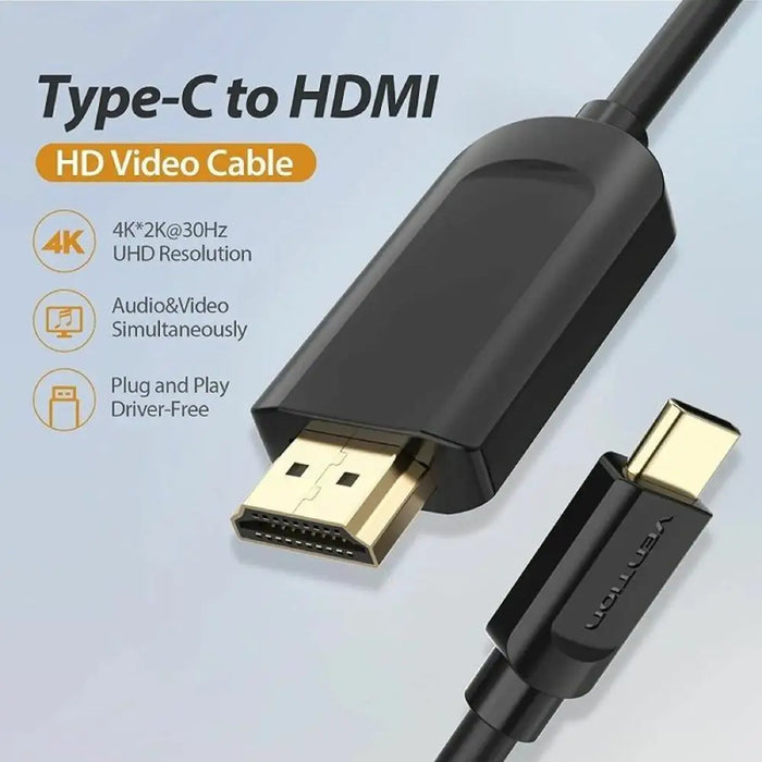 HDMI Cable Vention CGUBH 2 m Black Golden - Компютър Кабели и адаптери<<<Компютри|