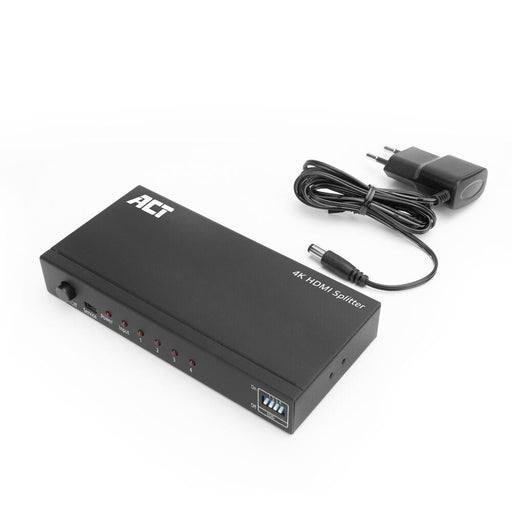 HDMI Splitter ACT AC7831 1 input 4 outputs. 4K Black - Адаптери конвертори<<<Кабели<<<ValiAPI
