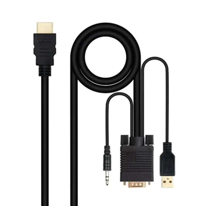 HDMI to VGA with Audio Adapter NANOCABLE 10.15.4350 1,8 m Black - Компютър Кабели и адаптери<<<Компютри|
