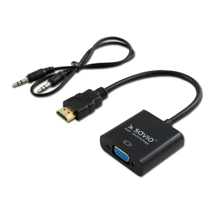 HDMI to VGA with Audio Adapter Savio CL-23/B Black 50 cm - Адаптери<<<Компютър Кабели и адаптери<<<Компютри|