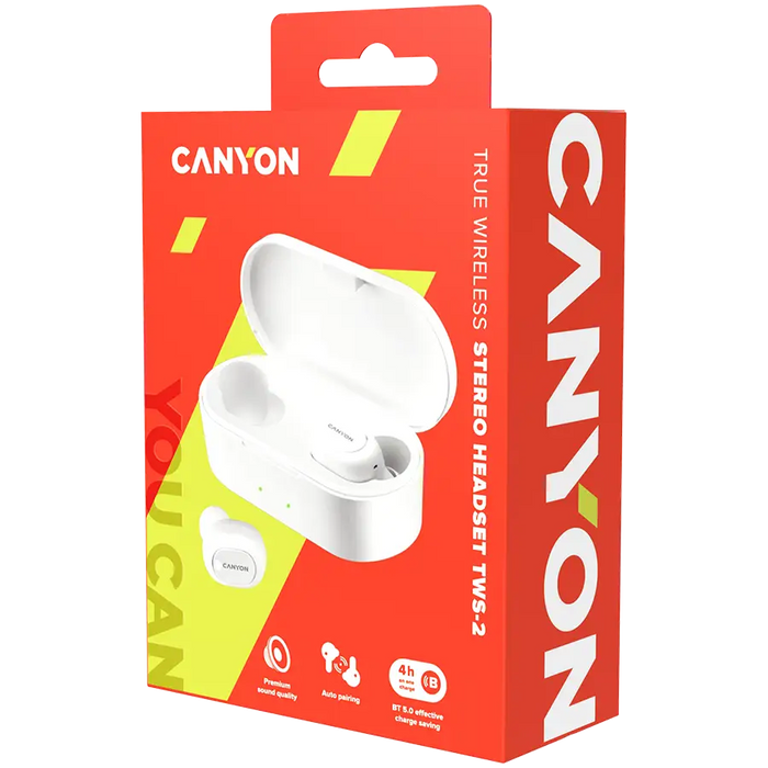 Headphones CANYON CND-TBTHS2W TWC Bluetooth Stereo Headset - Аудио слушалки<<<Телевизори Аудио и