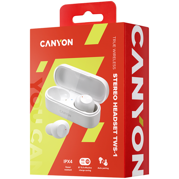 Headphones CANYON CNE-CBTHS1W - Аудио слушалки<<<Телевизори Аудио и видео<<<TechMart&&&Аудио слушалки<<<Телефони и