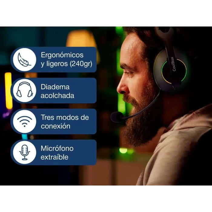 Headphones CoolBox COO-AUM-WB01-B - Електроника Периферни и резервни части<<<Компютри| Електроника<<<BigBuy&&&Микрофони