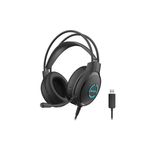 Headphones with microphone A4TECH Fstyler FH300U LED Backlit Black - Слушалки<<<Компютърна