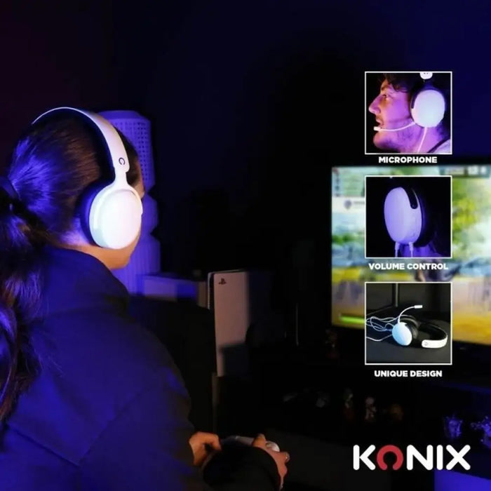 Headphones with Microphone KONIX White - Микрофони и слушалки<<<Електроника Периферни и резервни части<<<Компютри|