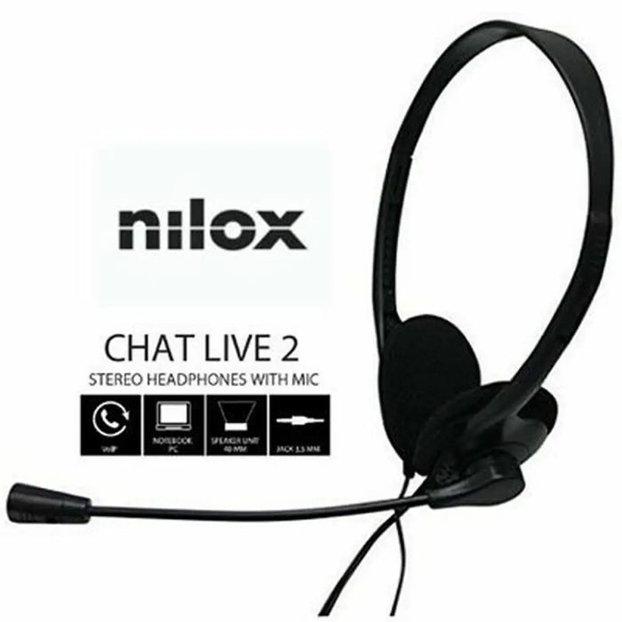 Headphones with Microphone Nilox NXCM0000004 Black - Електроника Периферни и резервни части<<<Компютри|