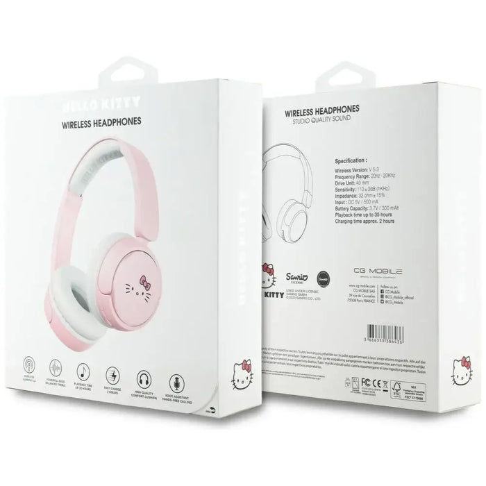 Hello Kitty Face Logo Bluetooth On-Ear Headphones - Pink - Headphones and speakers<<<HurtelXML