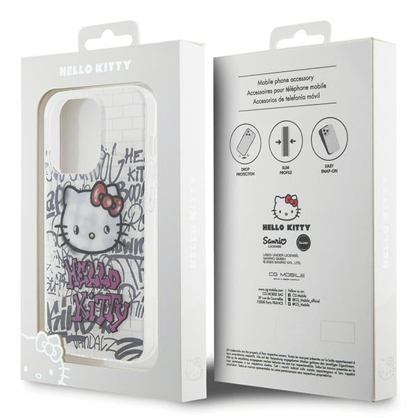 Hello Kitty IML Kitty On Bricks Graffiti case for iPhone 14 Pro - white